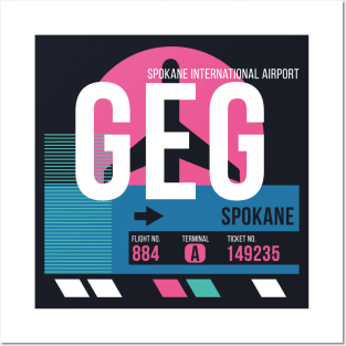 Spokane (GEG) Airport // Sunset Baggage Tag Posters and Art